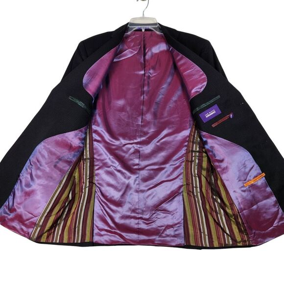 Ted Baker Blazer Mens 40R Black Muted Stripe Endurance 100% Wool 2 Button Coat - Picture 4 of 14